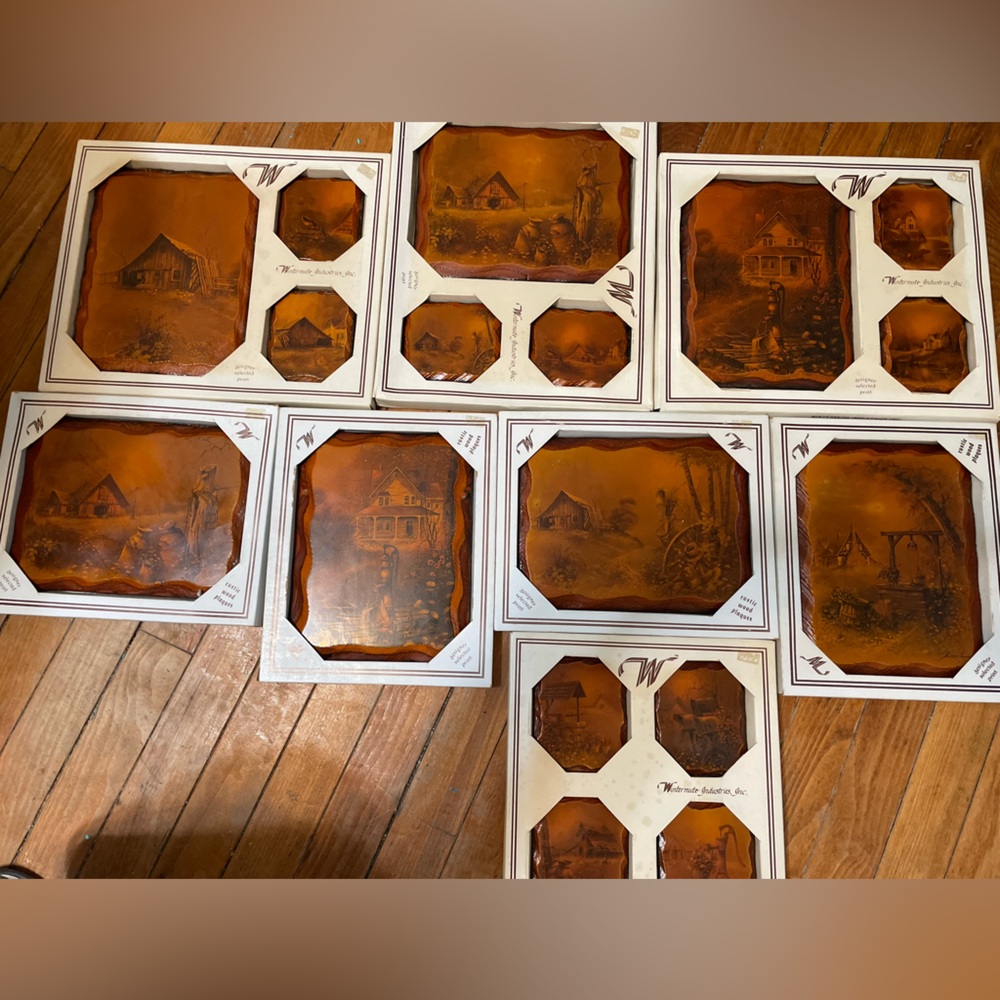 VINTAGE Rustic Wall Plaques by Wintermute Industries, Inc.  printed in the USA